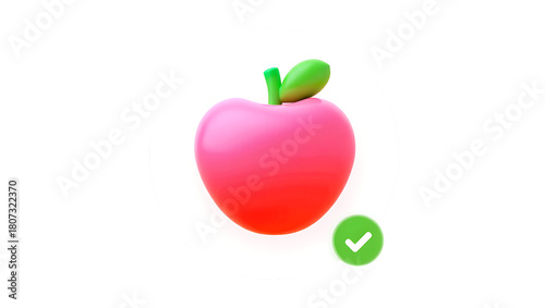 3 rendering red apple on a transparent background 