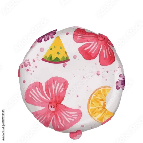 watercolor float pool. Watercolor vector cute swimming ring set collection