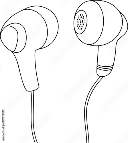 Minimalist outline of earbuds for listening music