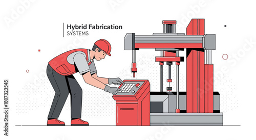 Automated manufacturing process with operator controlling advanced hybrid fabrication systems
