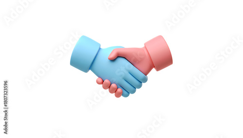 Abstract illustration of two cartoon hands shaking in agreement or partnership, symbolizing business deal and cooperation, isolated on transparent
