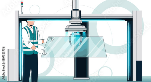 Automated precision manufacturing process for flat glass panels with human interaction