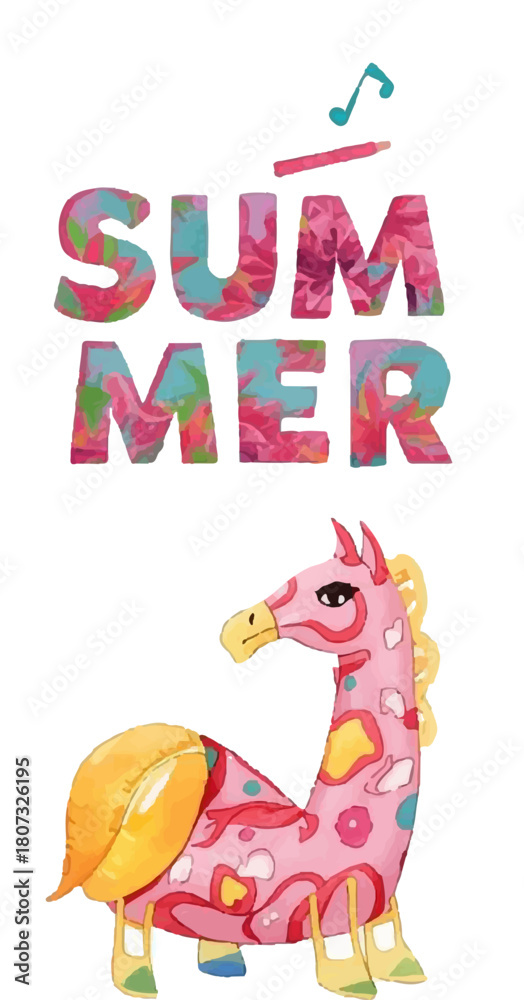 Fototapeta premium watercolor summer isolated on white background