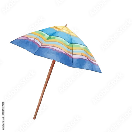 watercolor umbrella. summer pool at the beach