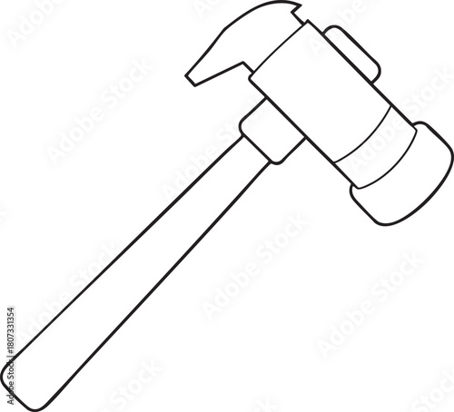 Claw hammer outline illustration for construction diy repair work and essential carpentry tool themed design