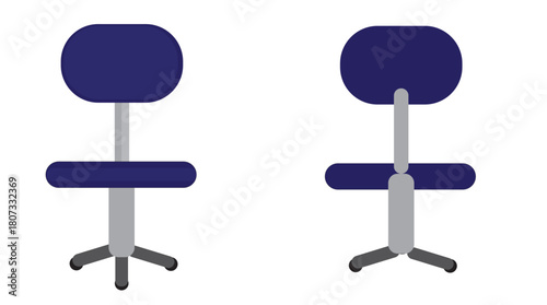 Set of Office Swivel Chairs Vector Illustration (Flat Design, Task Chair, Workplace Furniture)