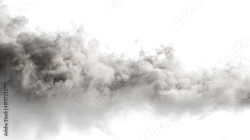 Wispy Grey Smoke Cloud on White Background