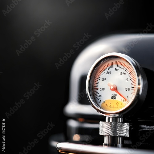 Grill Thermometer Closeup, Dark Background, BBQ ,Temperature