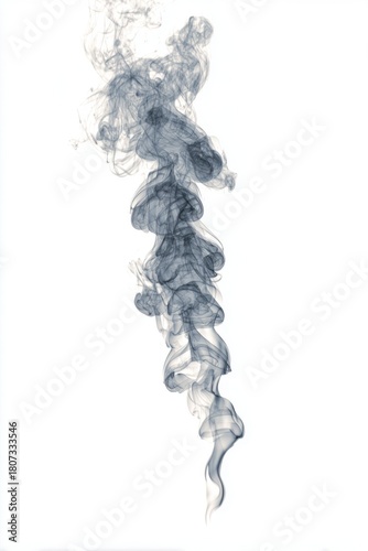 Wispy Blue Smoke Isolated on White Background