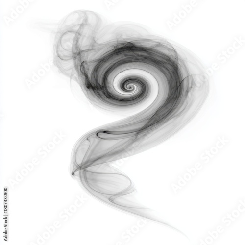 Swirling Smoke Plume on White Background