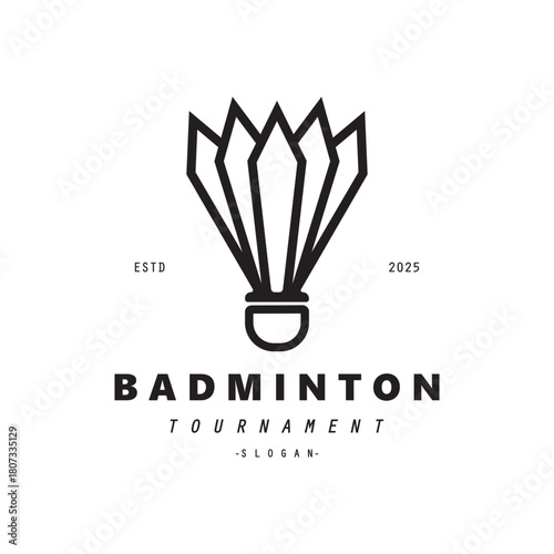 Badminton sports Logo Vector with Shuttlecock and racket for badminton club, badminton sports tournaments champions.