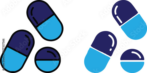 pill tablet bule color icon set style logo art 