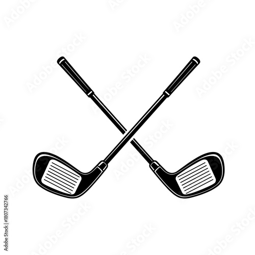 Crossed Golf sticks illustration on white background