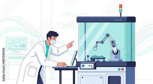 Innovative research and development in laboratory with robotic assistance for medical breakthrough