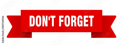 don't forget ribbon isolated on transparent background. don't forget ribbon