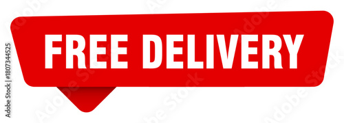 free delivery red sticker isolated on transpatent background. free delivery sign