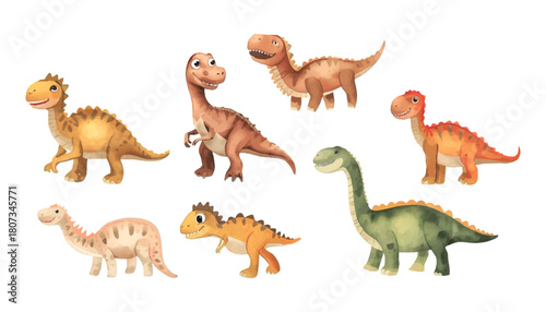 Collection of Adorable Cartoon Dinosaurs - Prehistoric Creatures