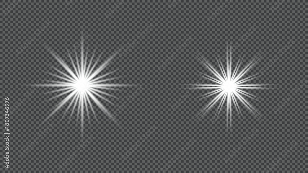 Obraz premium Bright white light effect starburst flare transparent overlay