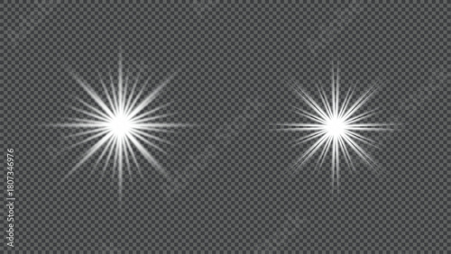 Bright white light effect starburst flare transparent overlay