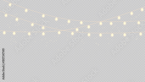 Glowing warm white fairy lights string decoration festive party