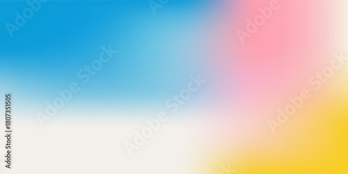 Abstract clear blue sky. Pastel rainbow. Light blue, pink and yellow color vector banner. Pastel gradient sky pattern. Blurred light fuzz colorful gradient background. Vector soft horizontal backdrop