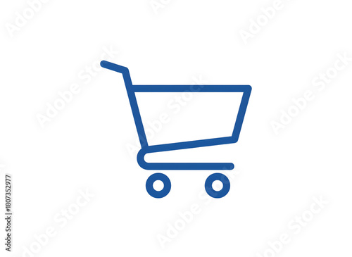 Shopping cart icon graphic in blue color isolated