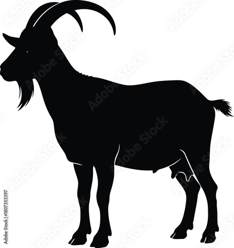 Black silhouette of a standing goat