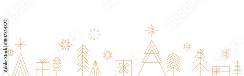 Christmas background, gold decoration banner, tree pattern