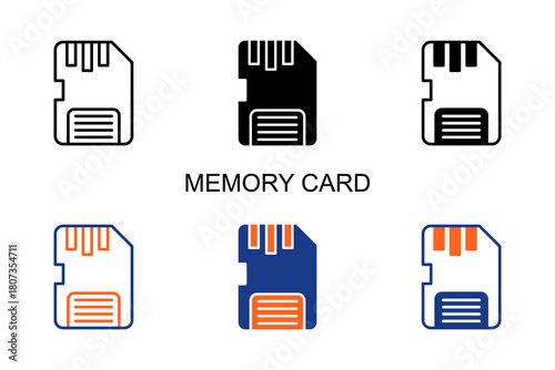 Memory Card Icon Multi Style Vector Illustration
