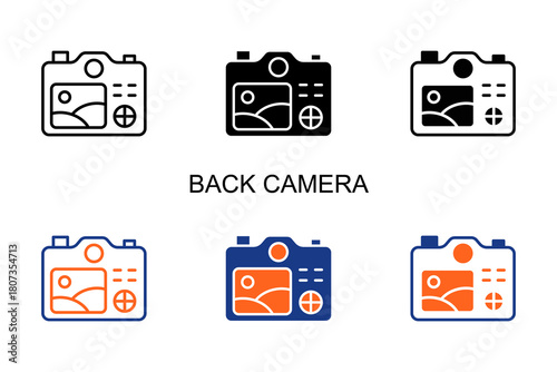 Back Camera Icon Multi Style Vector Illustration