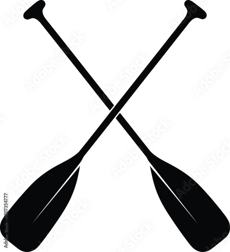 Crossed canoe paddles silhouette