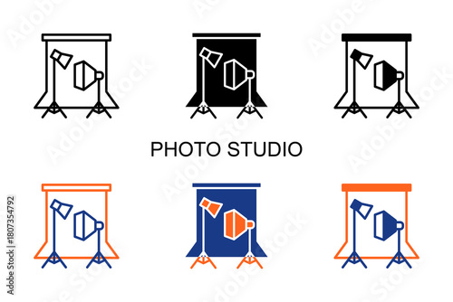 Photo Studio Icon Multi Style Vector Illustration