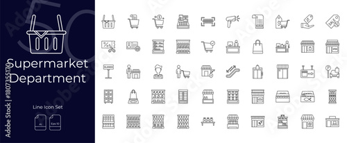 Supermarket Department Line Editable Icons set