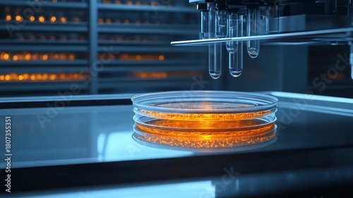 Petri dish with bacterial culture in a science laboratory