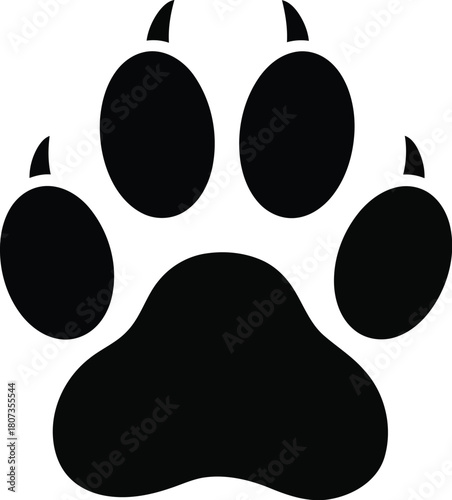 Black paw print icon on white background