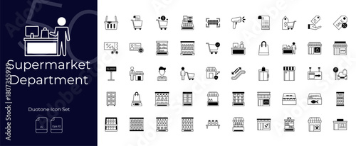 Supermarket Department Duotone Editable Icons set