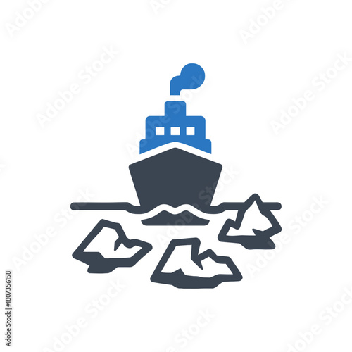 Arctic Shipping Ice Melt Icon
