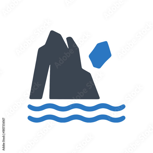 Coastal Rock Landslide Erosion Icon