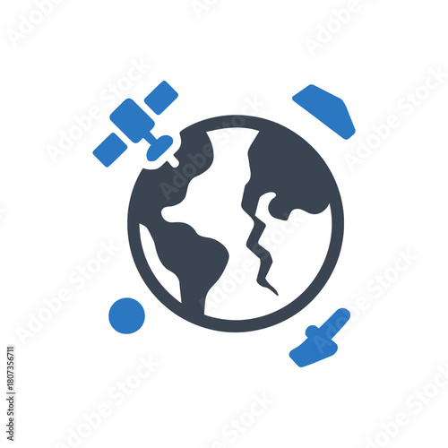 Satellite Space Junk Pollution Icon