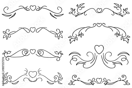 装飾ラインコレクション｜手描きカールデザイン素材セット