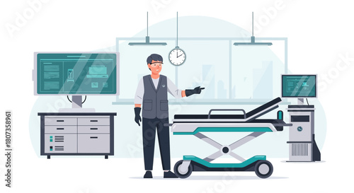 Advanced medical facility with personnel, displaying cutting-edge technology and patient care