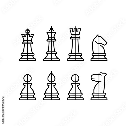 Chess piece outline illustration isolated on