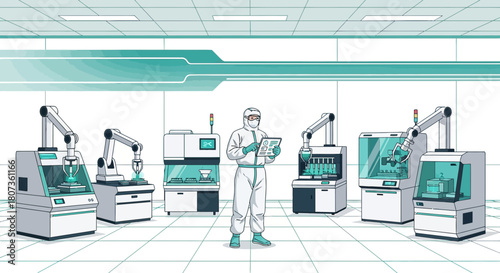 Automated Laboratory Environment with Scientist Monitoring Robotic Systems for Efficiency and Safety
