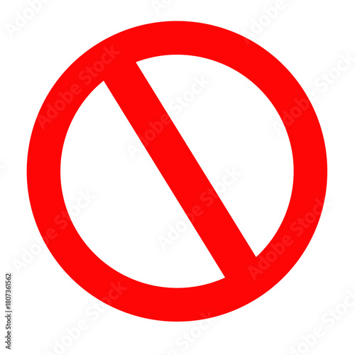 Red prohibition sign, symbolic for forbidden actions, warning, and restrictions displayed boldly on transparent background