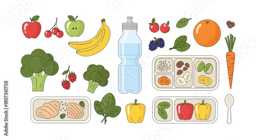 Illustration depicting a balanced meal composition emphasizing health and nutrition for well being