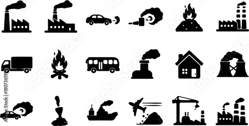 Environmental Pollution and Emissions Icons