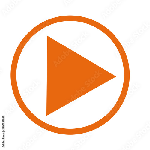 Elegant vibrant orange play button icon graphic for multimedia applications on transparent background