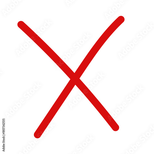 Bold red X mark in simple style, representing cancellation or negative selection on transparent background