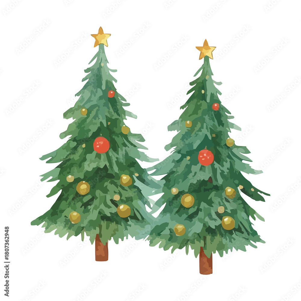 Fototapeta premium watercolor christmas tree