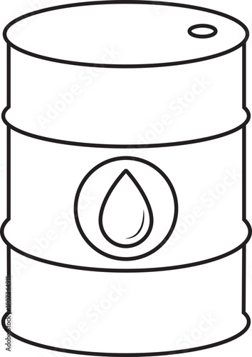 Oil barrel outline icon. Industrial oil drum vector illustration metal barrel liquid storage container fuel tank icon isolated on transparent background.